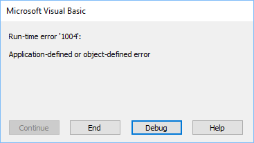 run-time error 3021 application-defined or object-defined error