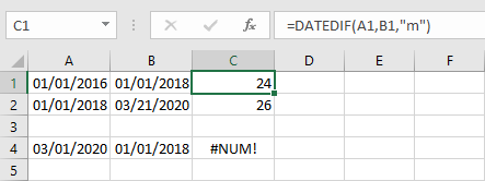 calculate years and months between two dates excel without datedif